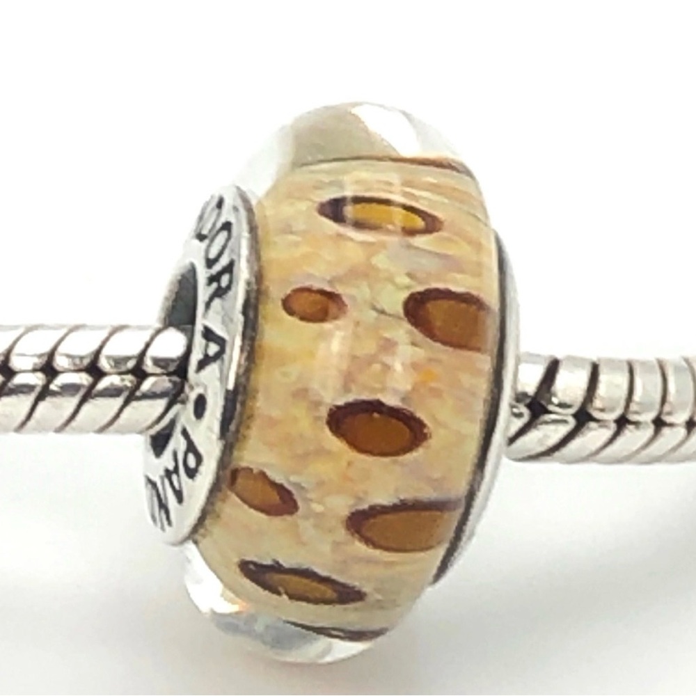 Pandora Gold and Tan Charm Bead